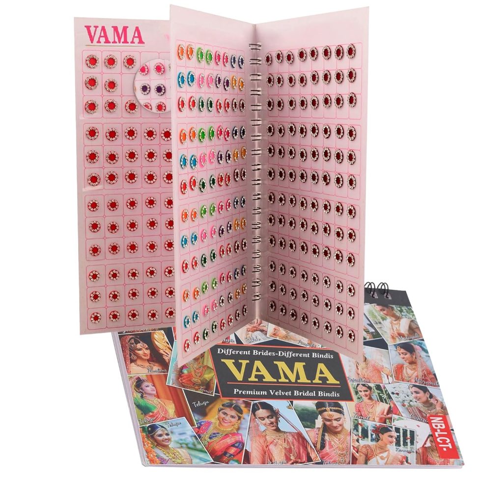 VAMA Forehead Sticker kumkum Gold & White Stone Multicolour Bindi Booklet for Women & Girls (Stone Bindi Book - 376 bindis)