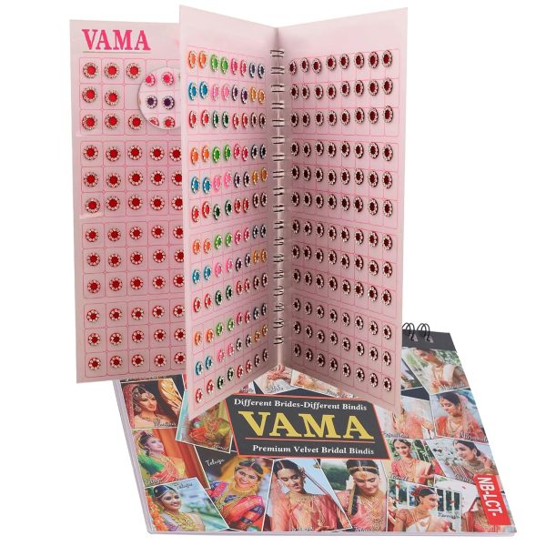 VAMA Forehead Sticker kumkum Gold & White Stone Multicolour Bindi Booklet for Women & Girls (Stone Bindi Book - 376 bindis)