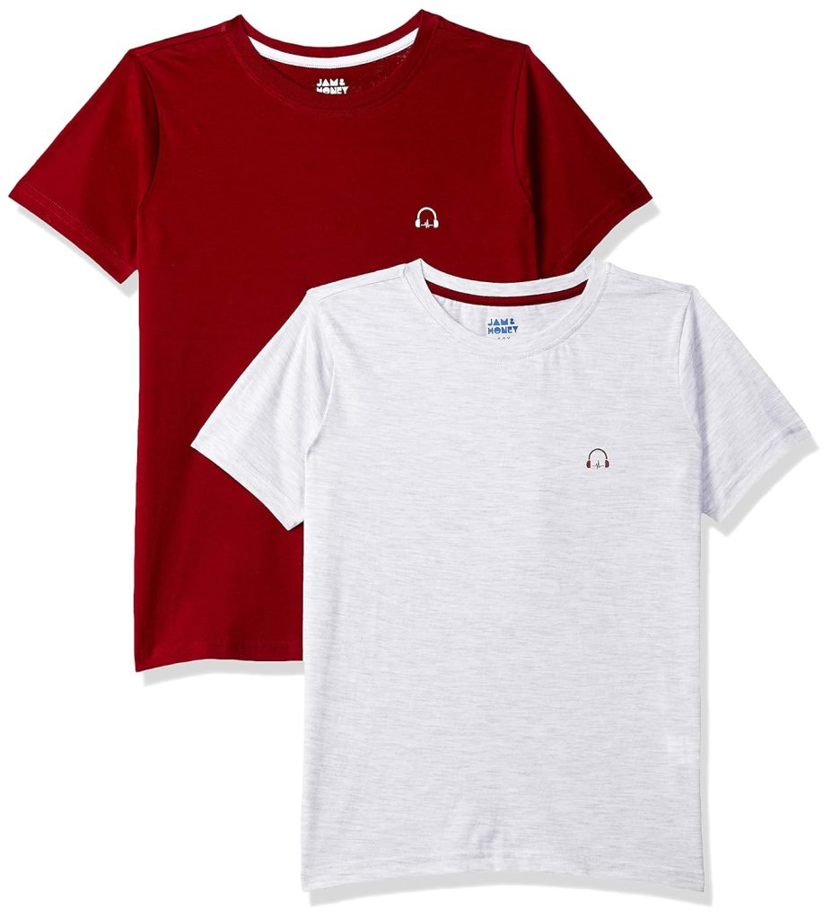 Amazon Brand - Jam & Honey Mix Pattern Regular Fit Boys 100% Cotton Printed Half Sleeves T-Shirt | Age 2-12 Years (Pack of 2)