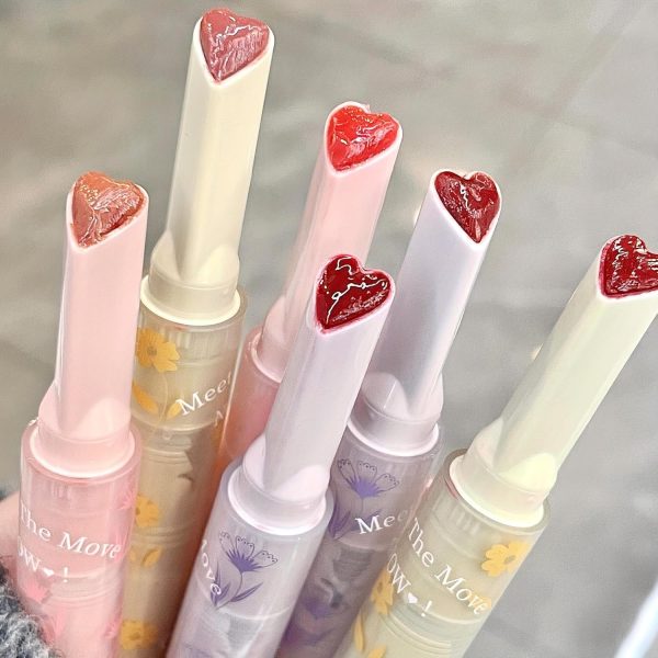 Gege Bear 6-Piece Heart-Shaped Jelly Lip Gloss Set, Hydrating Lipstick for Women and Girls, Moisturizing Non-Sticky Formula, Perfect for Everyday Use (6 Pcs Set, 3.2g each)