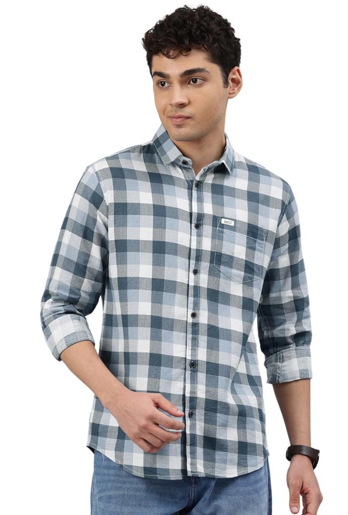 Majestic Man Men Comfort Slim Fit Opaque Checked Cotton Casual Shirt