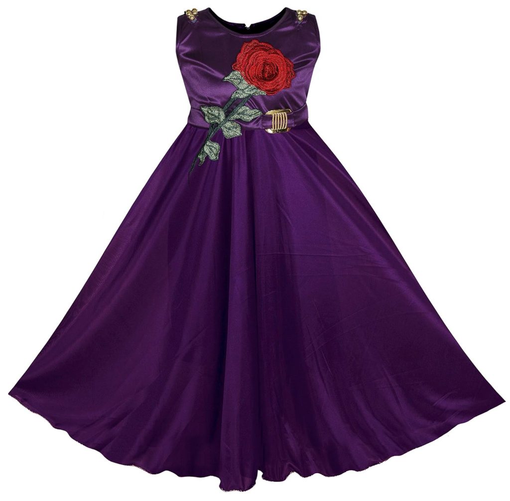 BENKILS Girl's Lycra Empire Waist Maxi Dress