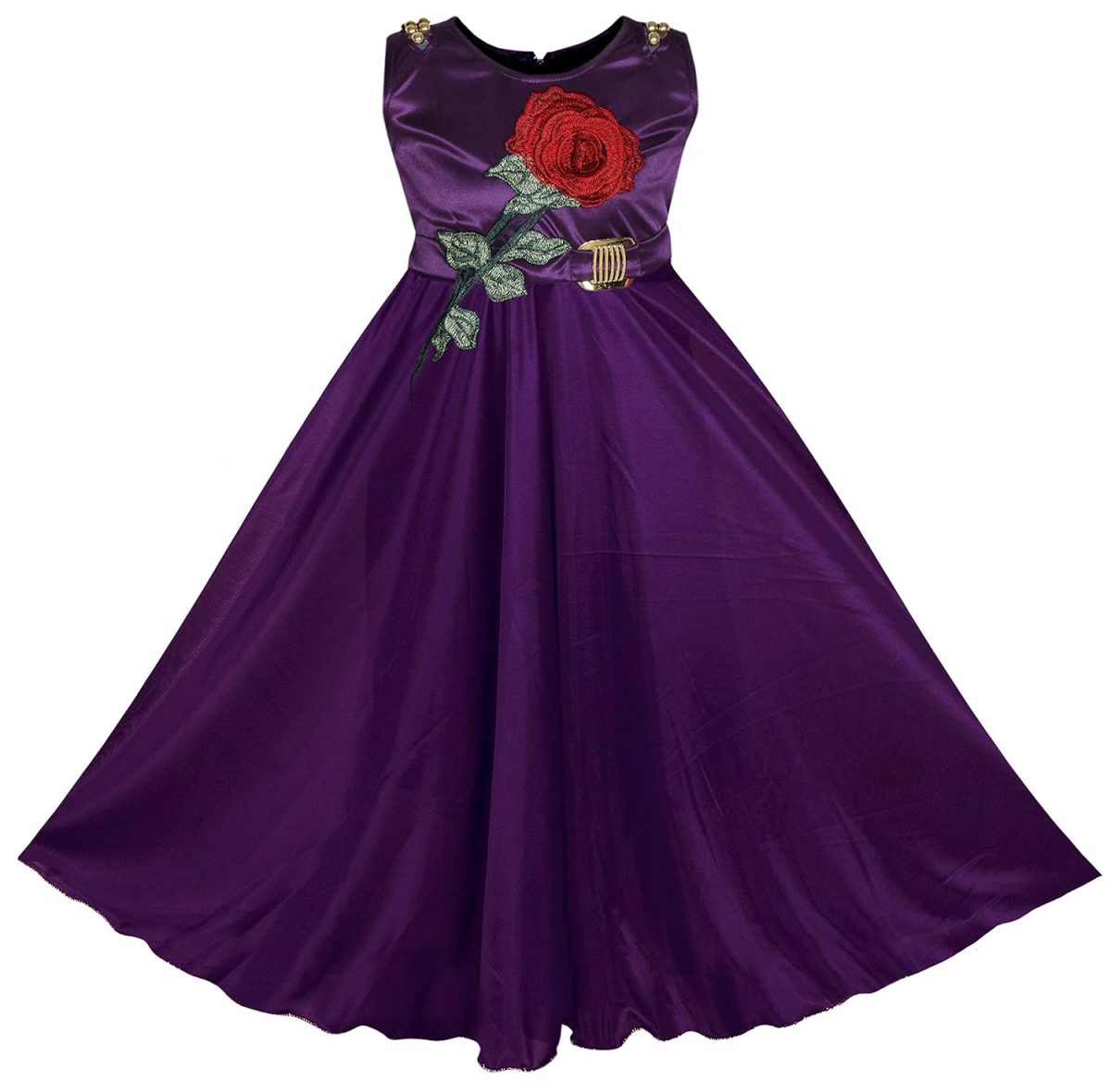 BENKILS Girl's Lycra Empire Waist Maxi Dress