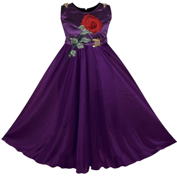 BENKILS Girl's Lycra Empire Waist Maxi Dress