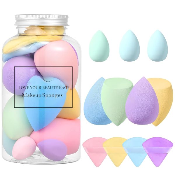 KIRA Makeup Sponge Set Beauty Blender with Egg Case, Soft Sponge For Liquid Foundation, Creams, and Powders Latex Free Wet and Dry Makeup (Multicolor 4 Big + 3 Mini + 4 Trangle -11 Pcs set)