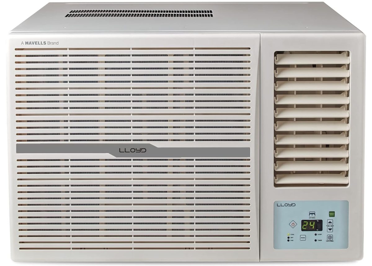 Lloyd 1.0 Ton 2 Star Fixed Speed Window AC (Copper, 2023 Model, White with Silver Deco Strip, GLW12C2YWSEW)