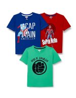 Marvel By Kidsville Boys Solid regular fit Boy T-shirt Pack of 3(MC004_Multicolor 4_7 Years-8 Years)