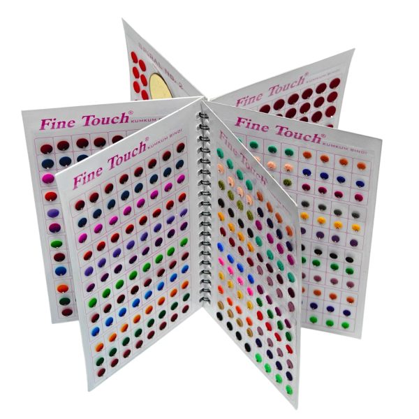 Fine Touch Spiral pottu/Bindi Book 948 Vibrant Kumkum Bindi Stickers | Easy Self-Adhesive Application | Multiple Colors & Sizes | Velvet Finish | Indian Traditional pottu