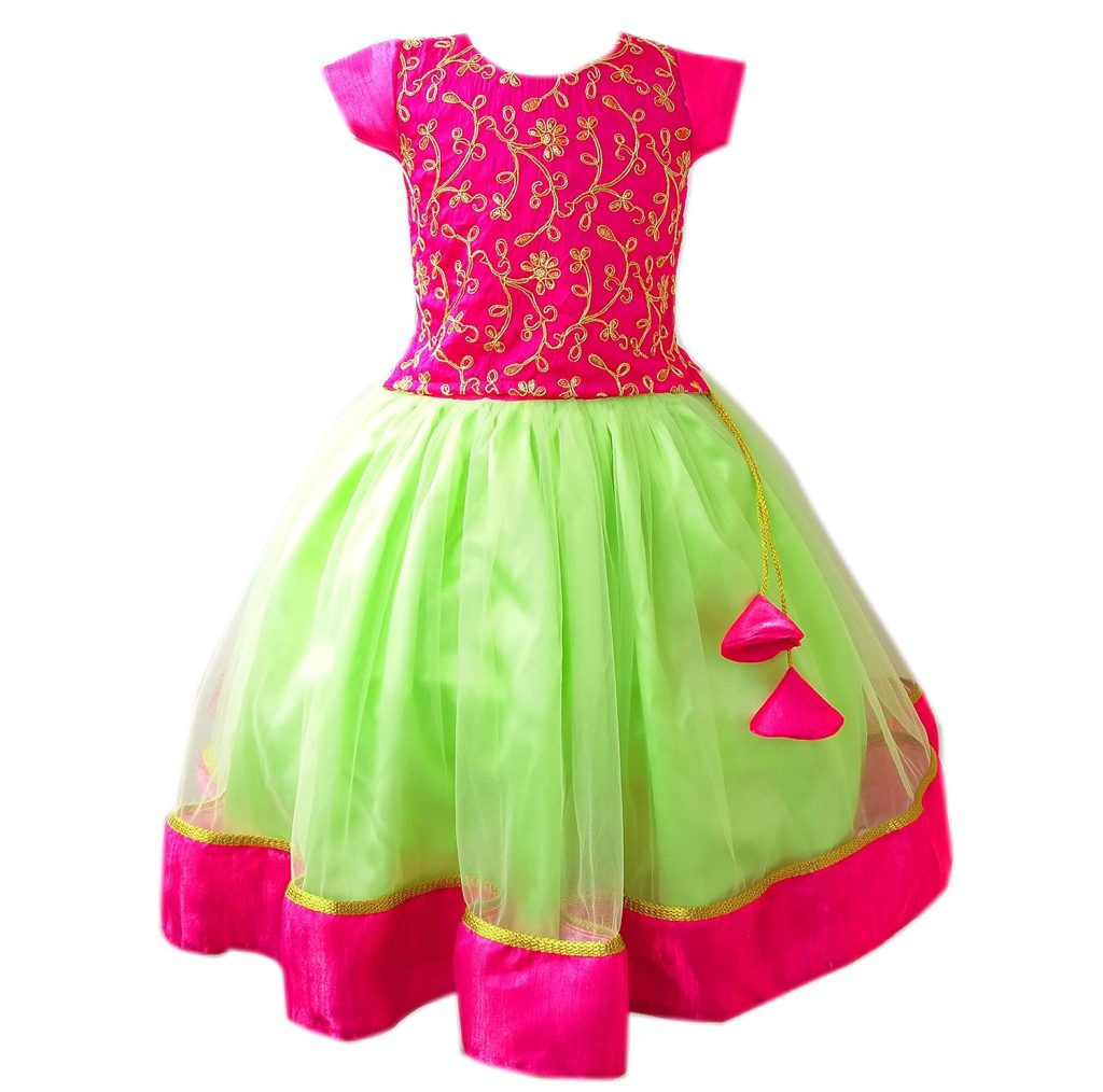 Stanwells Kids Girls Lehnga Choli Net Flared Ruffle Pattern Dress Sleeveless Beautiful Ethnic Hand Sequins Embroidery Traditional Full Length Girl Lehnga Choli