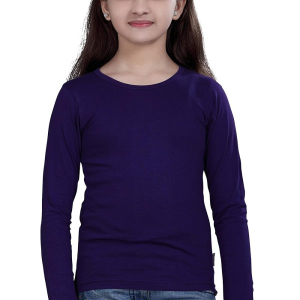 SINI MINI sinimini Girls Full Sleeve Cotton Round Neck Tshirt with bio wash (Pack of 1).