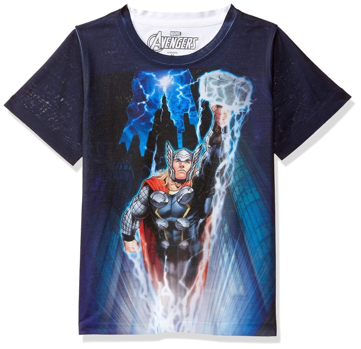Marvel Avengers by Wear Your Mind Boy's Plain Regular fit T-Shirt (DMA0016_Blue 13-14 Years)