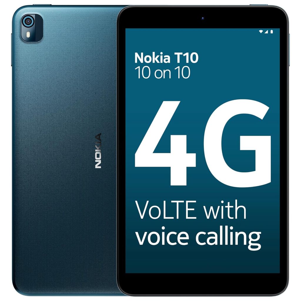 Nokia T10 Android™ 12 Tablet with 8” HD Display, 8MP Rear Camera, AI face Unlock, All-Day Battery, WiFi + 4G Volte | 4 + 64GB