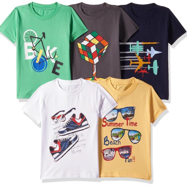 T2F Boy's Solid Regular Fit T-Shirt