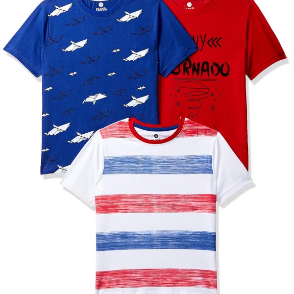 Clotth Theory Boys Printed Bio Washed Cotton Half Sleeve T-Shirt Combo for Boys- Pack of 3