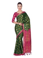 Mimosa Women's Kanchipuram Silk Saree With Unstitched Blouse Piece (4282-65-2D-Bgrn-Rni_Green)