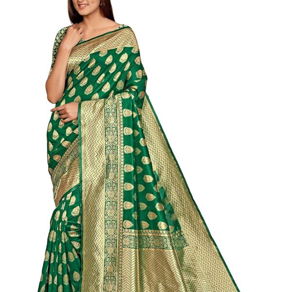 Palvan Sarees for Women Banarasi Kanjivaram Silk Woven Sari | Indian Wedding Saree Unstitched Blouse
