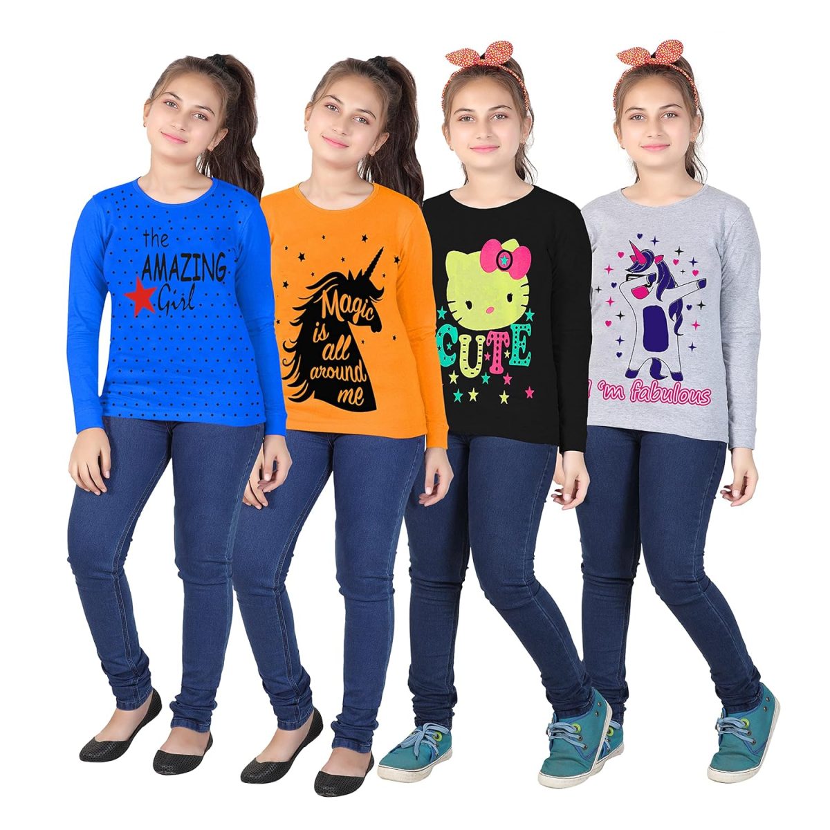 MIST N FOGG Girl's T-Shirt (Set of 4)