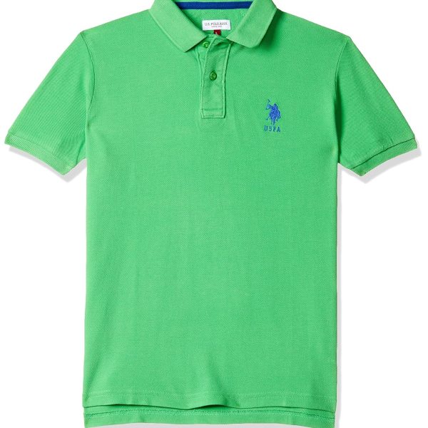 U.S. POLO ASSN. Boys HS Polo Neck T-Shirts (UKTS6912_Poison Green_36T)