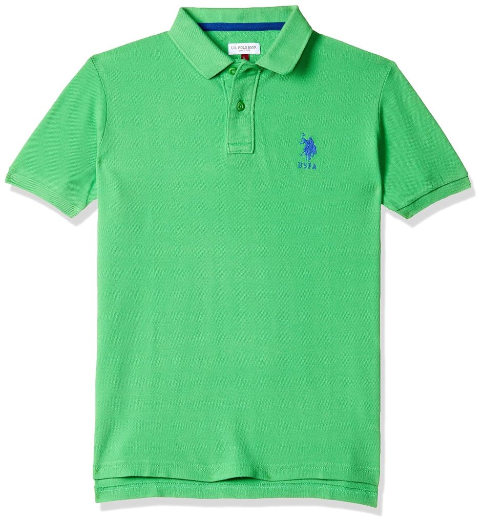 U.S. POLO ASSN. Boys HS Polo Neck T-Shirts (UKTS6912_Poison Green_36T)