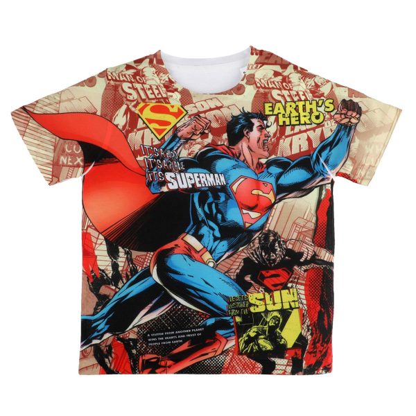 Superman by Wear Your Mind Boy's Plain Regular T-Shirt (WB.SM.BT002_Multicolour 8-9Y)