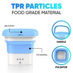 Small Portable Washing Machine, Mini Washer 9L High Capacity with 3 Modes Deep Cleaning for Underwear, Baby Clothes, or Small Items, Foldable Washing Machine for Apartments, Camping-White & Blue - Image 8