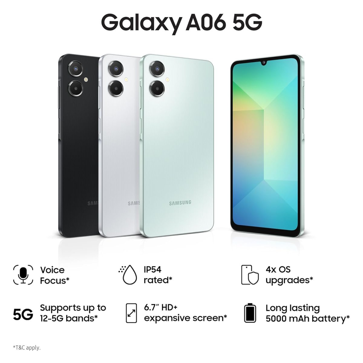 Samsung Galaxy A06 5G (Gray, 4GB RAM, 128GB Storage) | 50MP Dual Camera | 4 Gen OS Upgrades | IP54 Rating | Voice Focus - Image 2