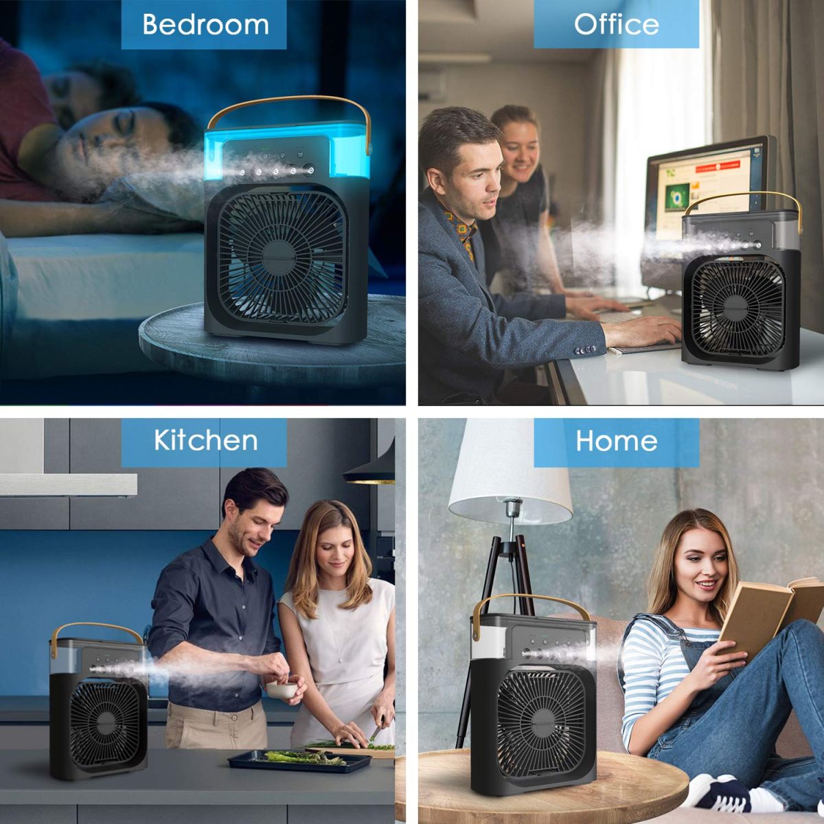 Enfogo 【12 YEARS WARRANTY】 Portable Air Conditioner Fan. This air fan features a 500 ml water tank, USB personal cooler, mini humidifier with 7 colors LED light, 3 timer options_Multicolor - Image 6