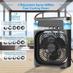 Mabron [15 𝒀𝒆𝒂𝒓𝒔 𝑾𝒂𝒓𝒓𝒂𝒏𝒕𝒚] Mini Evaporative Air Cooler – Portable Fan with LED Light, 3 Wind Speeds, and 3 Spray Modes for Desk, Office, or Travel - Black_Multicolor - Image 2