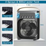 Mabron [15 𝒀𝒆𝒂𝒓𝒔 𝑾𝒂𝒓𝒓𝒂𝒏𝒕𝒚] Mini Evaporative Air Cooler – Portable Fan with LED Light, 3 Wind Speeds, and 3 Spray Modes for Desk, Office, or Travel - Black_Multicolor - Image 3