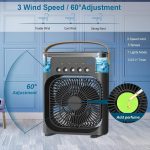 Mabron [15 𝒀𝒆𝒂𝒓𝒔 𝑾𝒂𝒓𝒓𝒂𝒏𝒕𝒚] Mini Evaporative Air Cooler – Portable Fan with LED Light, 3 Wind Speeds, and 3 Spray Modes for Desk, Office, or Travel - Black_Multicolor - Image 5
