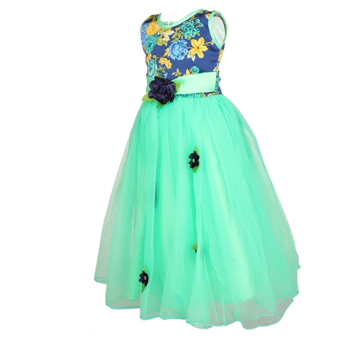 Arshia Fashions Girl's Net Empire Waist Maxi Dress (GRC00187B_36_Turquoise_9-10 Years) - Image 3