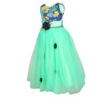 Arshia Fashions Girl's Net Empire Waist Maxi Dress (GRC00187B_36_Turquoise_9-10 Years) - Image 3