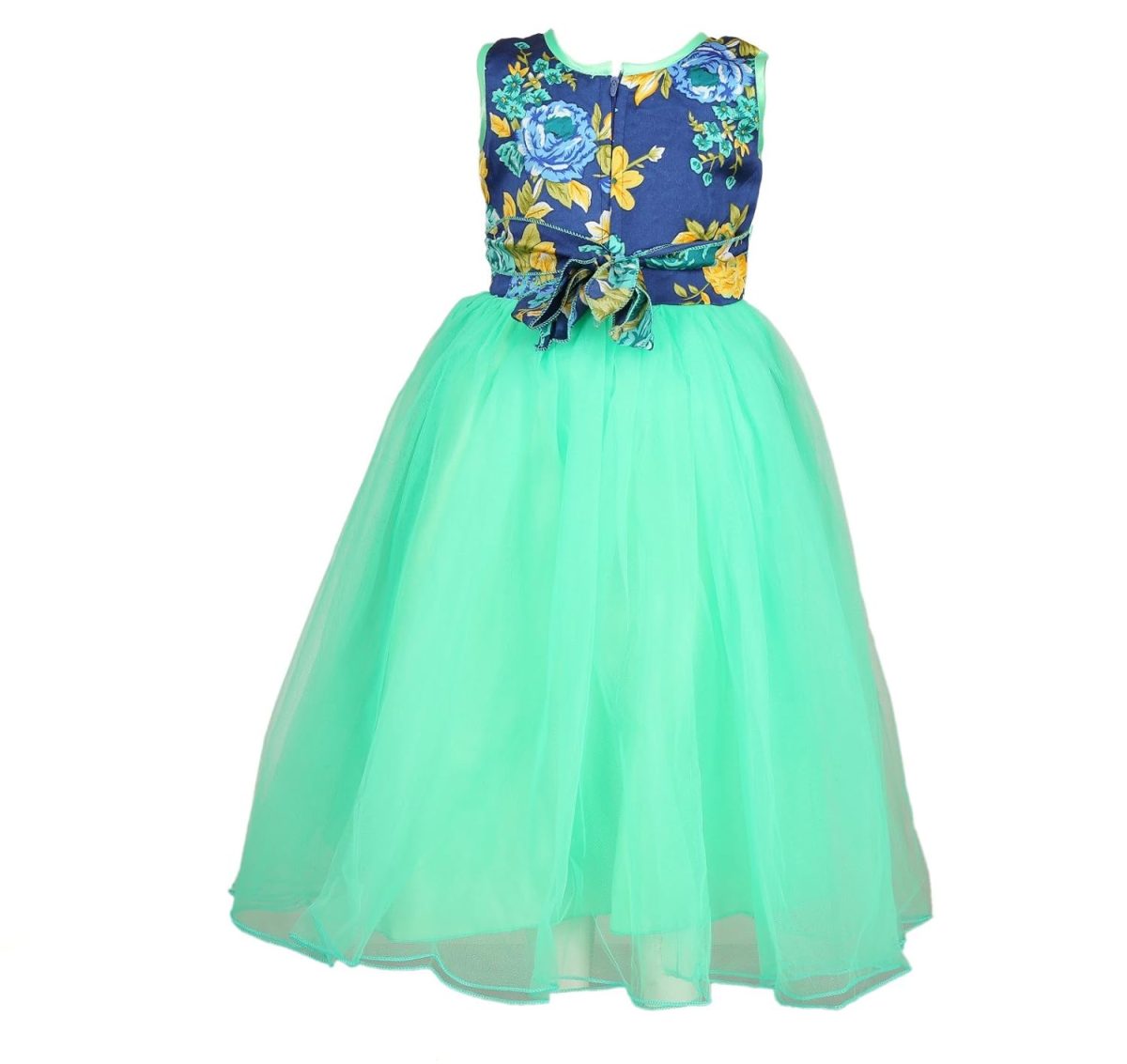 Arshia Fashions Girl's Net Empire Waist Maxi Dress (GRC00187B_36_Turquoise_9-10 Years) - Image 2