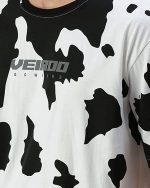 Veirdo® Pure Cotton Oversized Loose Baggy Fit Cow & Zebra Animal Print White, Black & Lilac Round Neck T-Shirt with All Over Print for Men & Boys - Image 4