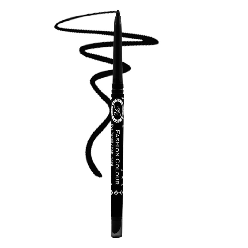 FASHION COLOUR Intense Black Kajal With Smudger | 12 Hr Long Stay | Waterproof & Smudgeproof | One Swipe Smooth Application | 3-In-1 Kajal+Eyeliner+Smokey Eyeshadow | Matte