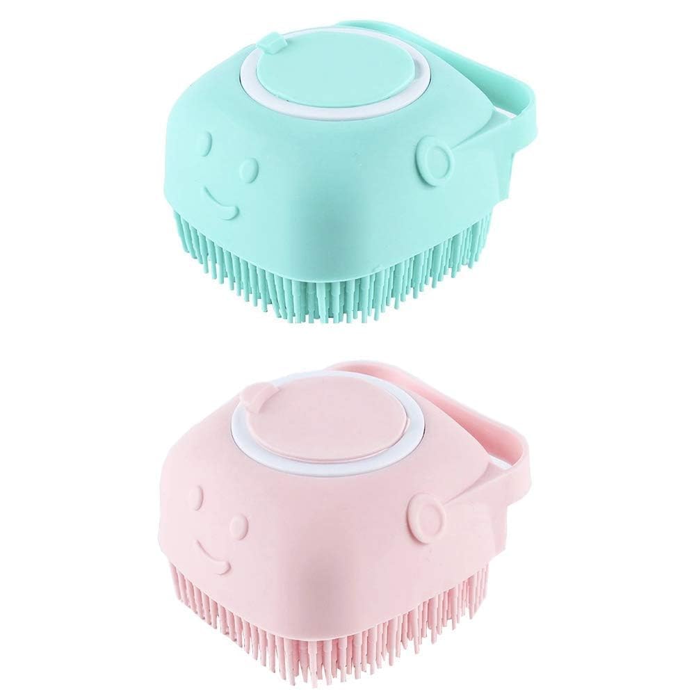 WAZDORF Body Scrubber with Soap Dispenser Brush, Silicone Exfoliating Brushes, Soft Body Exfoliator, Bath Loofah for Babies, Kids, Women, Men and Pets (Standard, 2, count)
