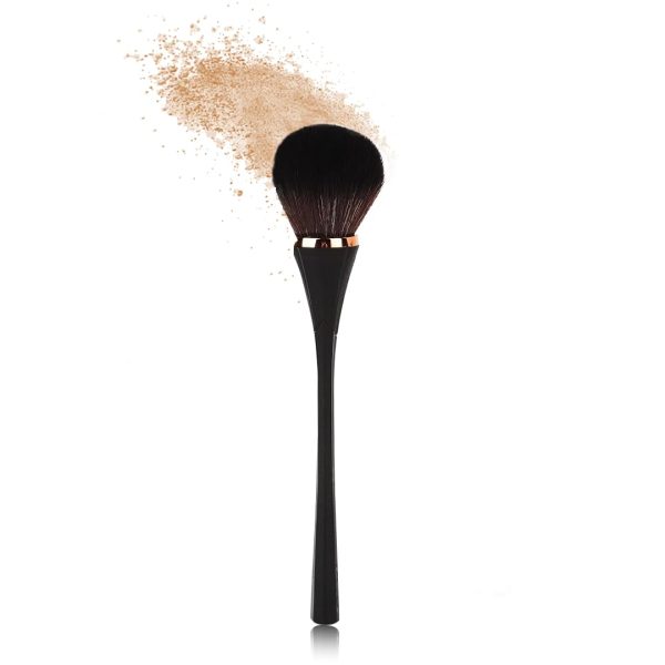 Gleva Multipurpose Professional Powder & Blush Cheek Brush, Travel Cosmetic Brush Perfect for Cheek Forehead Jawline Nose Blending Flawless Highlighter Brush (Black Loose Powder Brush)