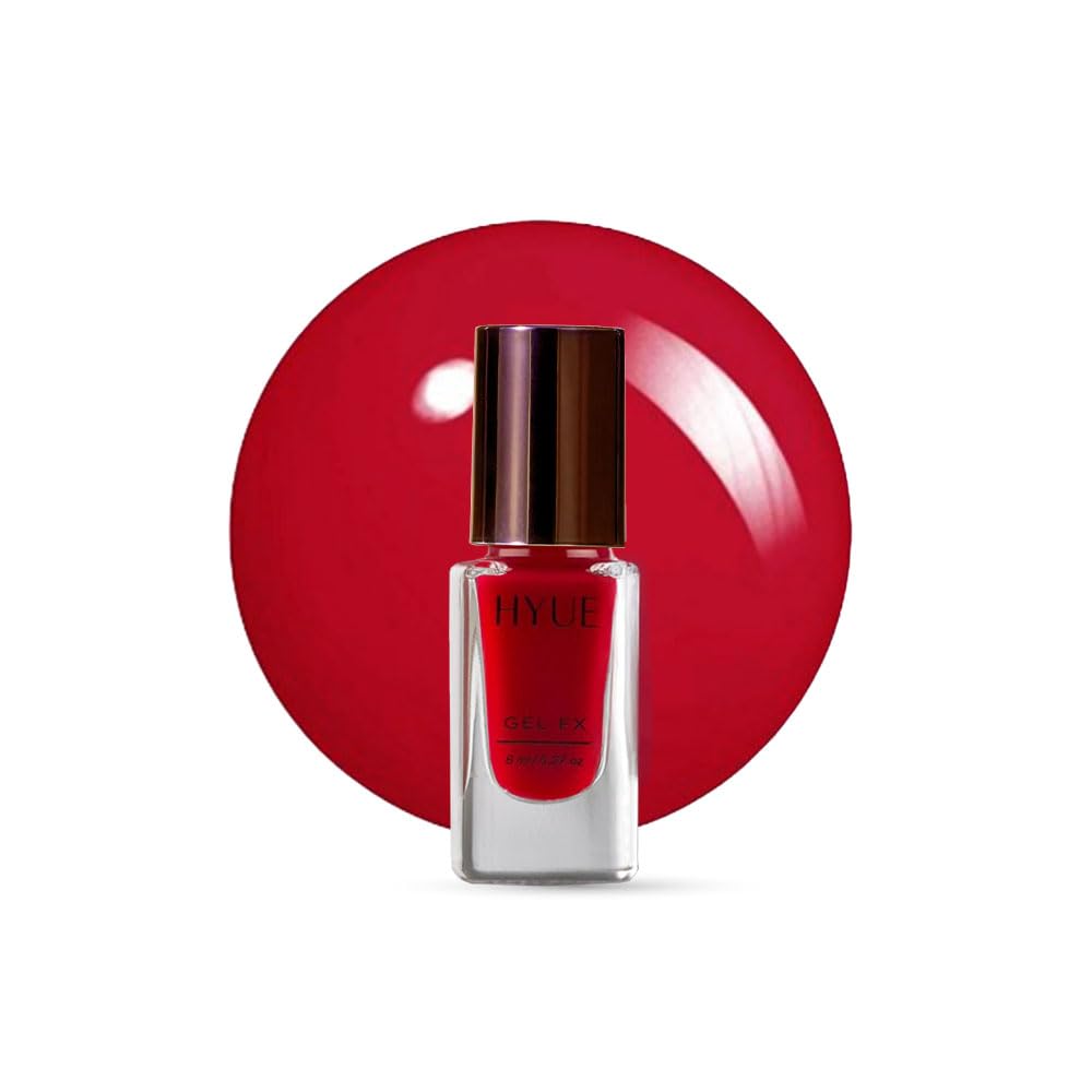 HYUE Gel FX Nail Paint | Fire Engine Red | 8ml | Ultra-Glossy Gel Finish | 14-Day Long-Lasting Wear | Quick-Dry & Chip-Resistant | Vegan & Paraben-Free | No UV Needed | 22 Rich Salon-Quality Shades