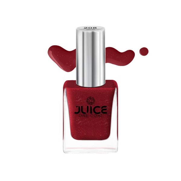 JUICE Quick-dry, Long Lasting, Chip Resistant, Gel Finish, High Gloss, F&D APPROVED COLORS & PIGMENTS Nail Polish | Firey Red - 208