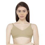 SHERRY Women's Non Padded Moulded Wirefree Cotton Blended Bra(777-OLIVE)
