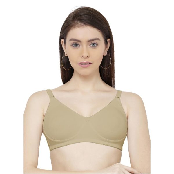 SHERRY Women's Non Padded Moulded Wirefree Cotton Blended Bra(777-OLIVE)