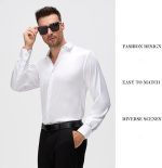 CB-COLEBROOK Mens Stylish Solid Silk Satin Casual Dress Shirts for Men Shiny Long Sleeve Button Down Shirt Party Prom Wedding Shirt for Mens - Image 2