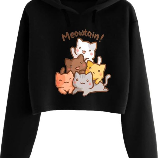 BELTLY Cute Crop Hoodie cat Women Sweatshirt Causal Stylish Latest Black Pink Lavender White Girl 499 599 Under