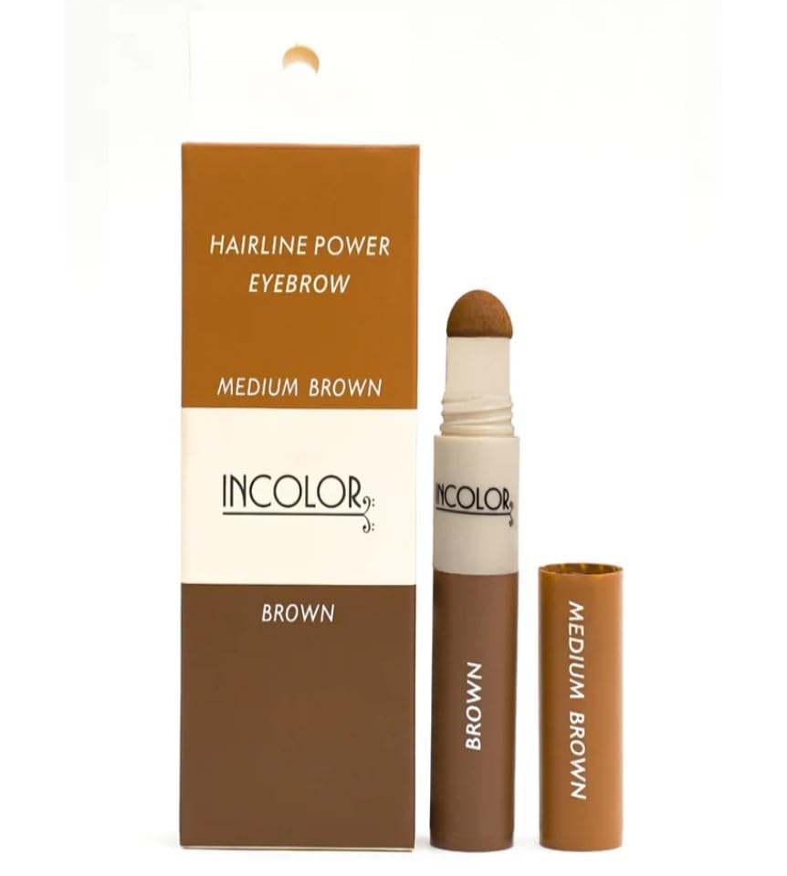 HairLine Power EyeBrow Incolor,Hair Shading Sponge Pen, Quick Root Touch-Up,Eyebrows, Beard Line (Medium Brown+Brown)