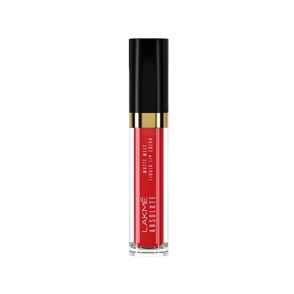 LAKMÉ Absolute Matte Melt Liquid Lip Color, Velvety Matte Finish, Longlasting For Up To 16 Hours, Transfer Proof, With Rosehip Oil, Liquid Lipstick - Rhythmic Red