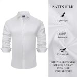CB-COLEBROOK Mens Stylish Solid Silk Satin Casual Dress Shirts for Men Shiny Long Sleeve Button Down Shirt Party Prom Wedding Shirt for Mens - Image 6