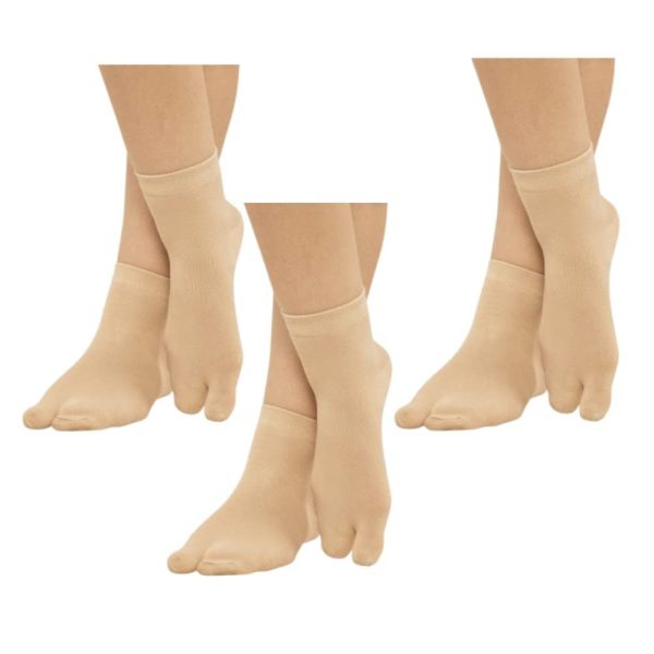 MSK Women's Ankle Length thumb/Toe Cotton Socks, Combo Pack of 3 Pairs in assorted multicolor/skin color shades