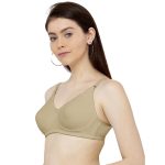 SHERRY Women's Non Padded Moulded Wirefree Cotton Blended Bra(777-OLIVE) - Image 2