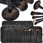 ALVRIO 24 Pcs Makeup Brush Set, Professional Makeup Tool Kit Cosmetic Makeup Brushes With Leather Pouch (Black)