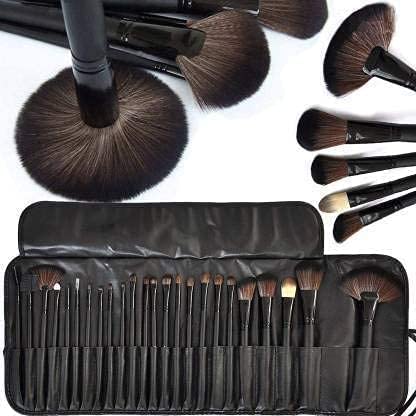 ALVRIO 24 Pcs Makeup Brush Set, Professional Makeup Tool Kit Cosmetic Makeup Brushes With Leather Pouch (Black)